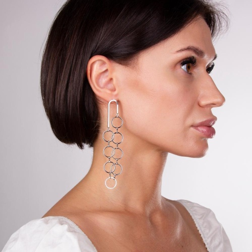 Серьги Moon Paris, Ringo, "Перфорация", MR-22.04-133 серебристый фото 2