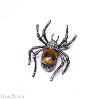 Брошь Moon Paris, паук с кристаллами, Mo-22.03-001 коричневый