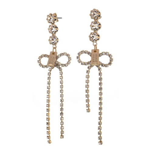 Серьги Moon Paris, Ringo Queen, с бантом в обрамлении кристаллов, MRQ-24.05-005 золотистый