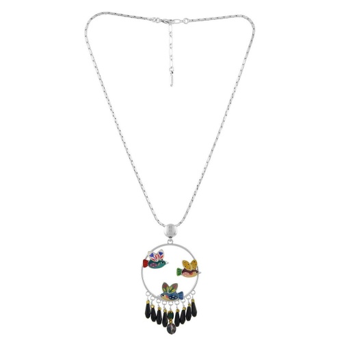 Колье TARATATA, Dans les nuages, с цветной смолой и стеклянными бусинами, TT-H24-03104-10M серебристый фото 2