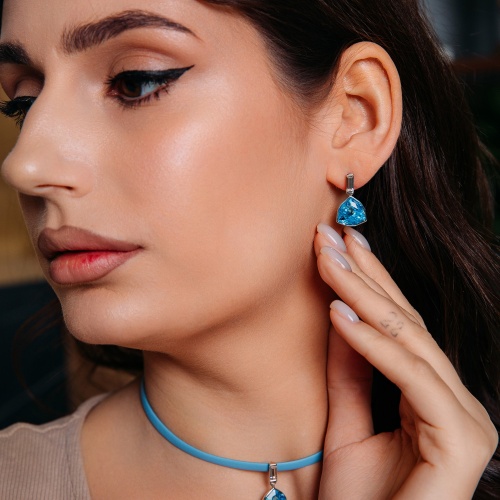 Серьги Fiore Luna Aquamarine, A2110SW-E04.22 BL/S фото 3