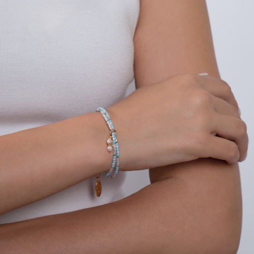 Браслет Lanzerotti, Marino, магнезит, жемчуг, шпинель, кристаллы, LZ-25.06-167 голубой фото 2