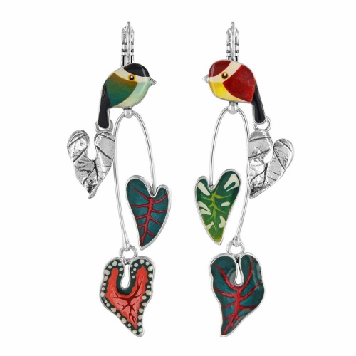 Серьги TARATATA, Fabuleuse, асимметрия, с цветной смолой и узорами, TT-W25-01709-10M серебристый