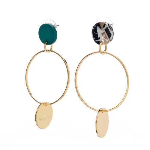 Серьги Nuance, асимметричные, с кольцом и диском, NFN-24.04-061 золотистый