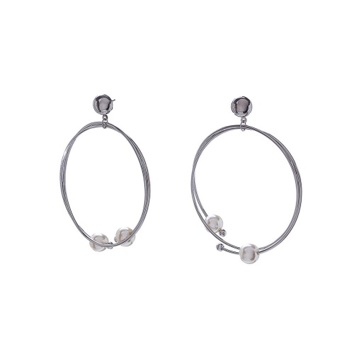 Серьги Moon Paris, Ringo, с крупными кольцами и бусинами, MR-22.12-191 серебристый