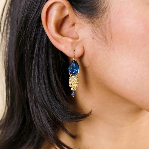 Серьги Franck Herval, Charlie, с кристаллом Swarovski и лазуритом, FH26.2-12-70565 синий фото 3