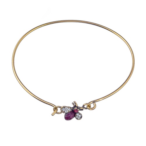 Браслет Alcozer&J, мотылек, гранат, кристаллы Swarovski, AL-B4903C золотистый