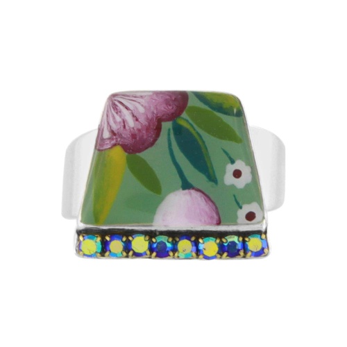 Кольцо TARATATA, Ciboulette, разъемное, с цветной смолой и стразами, TT-E24-08416-106 зеленый