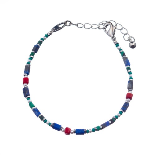 Браслет Lanzerotti, Crespino, коралл, лазурит, малахит, жемчуг, LZ-23.05-197 синий