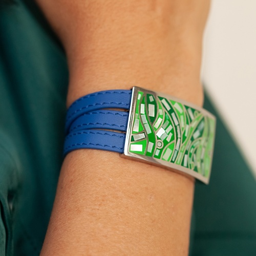 Браслет Fiore Luna на кожаном синем ремешке 3 оборота, CB00995-6 G фото 3