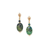 Серьги Nature Bijoux, Linapacan, с азуритом и хризоколлой, NB24.1-12-79377 зеленый