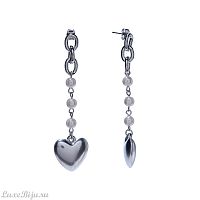 Серьги Moon Paris, Ringo, сердечки, жемч.бусины,, MR-20.01-001 серебристый