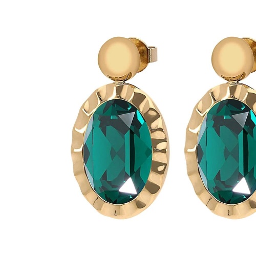 Серьги Qudo TIVOLA UNICA big (G/P) Emerald 2,65cm, 332049 фото 5