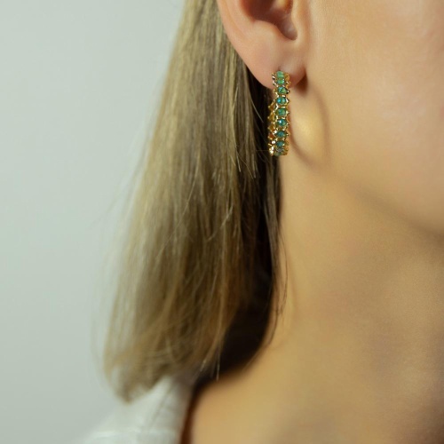 Серьги Catherine Bijoux, Crystal's dance, полукольца, с кристаллами, CB25.1-5265FG бирюзовый фото 2