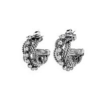 Серьги Celeste G, полукольца, плетеные с микрошариками, CS26.1-2136 серебристый