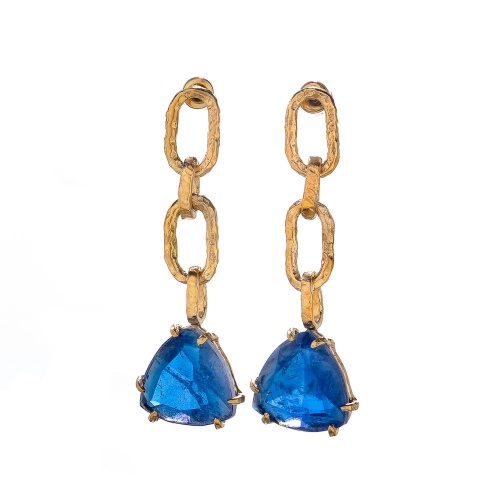 Серьги Estrosia, с сапфировым кристаллом, ES-ORO22-7A синий