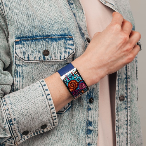 Браслет Fiore Luna на кожаном синем ремешке, CB01319-12 BL/S фото 2