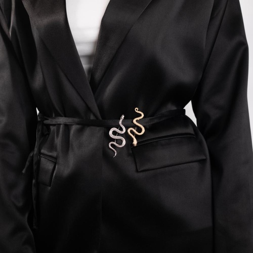 Брошь Moon Paris, змея с кристаллами, Mo-Y24.11-079 серебристый фото 5