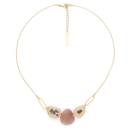 Колье Franck Herval, Cassandra, перламутр, гранат, говлит, унакит, FH25.2-15-64442 бордовый