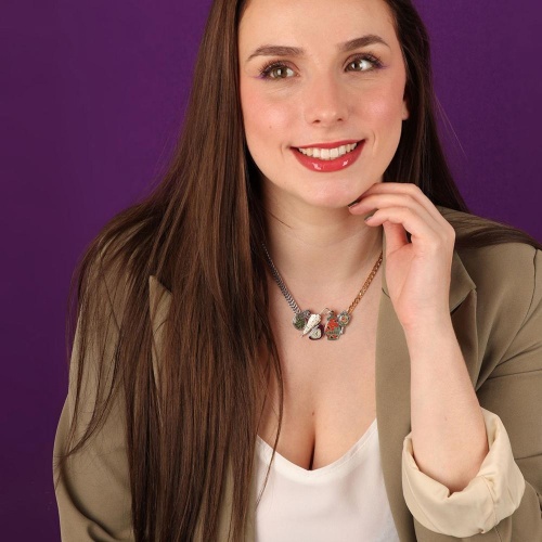 Колье TARATATA, Living room, со смолой, бусинами и блестками, TT-H24-05119-10M серебристый фото 3