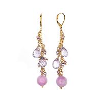Серьги Lanzerotti, Iris, кунцит, циркон, перламутр, кристаллы, LZ-26.03-088 сиреневый