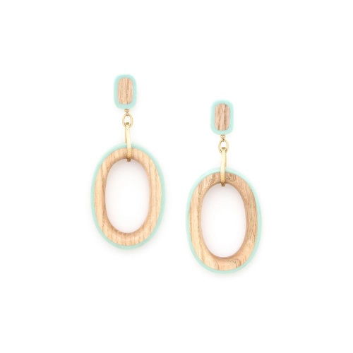 Серьги Nature Bijoux, Mississippi, с цветной эмалью и деревом, NB25.1-12-79964 бирюзовый