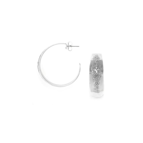 Серьги ORI TAO, Manta, полукольца, с текстурой кожи ската, OT23.2-12-30794 серебристый