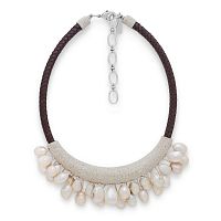 Колье Nature Bijoux, Bora Bora, кожаное, прессованный песок, жемчуг, NB26.2-15-43950 серый