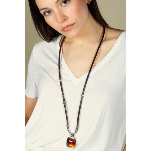 Колье Ciclon, Kubik Kool, кожаное, с муранским стеклом, CN-243800 бирюзовый фото 2