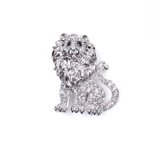 Брошь Moon Paris, Nord, лев, с кристаллами, MoS-22.03-004 серебристый