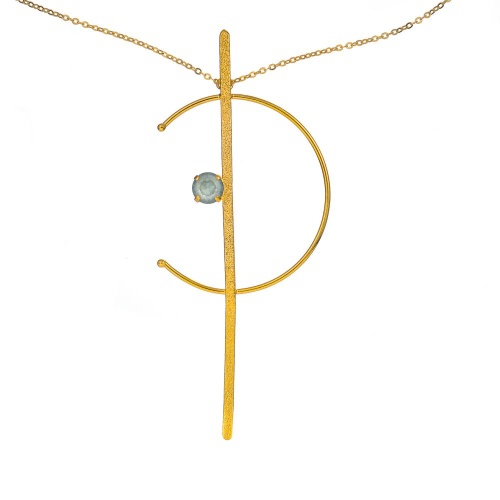 Колье Catherine Bijoux, Half moon, с кристаллом, CB25.1-5355AG мятный фото 3