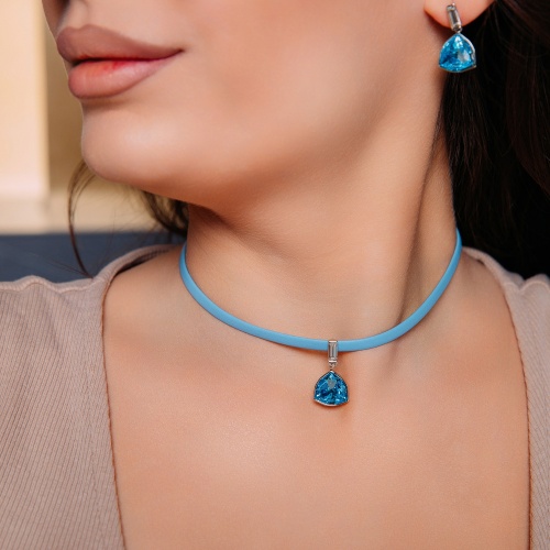 Колье Fiore Luna Aquamarine / Sky Blue Leather, B2110SW-N06.22 BL/S фото 3