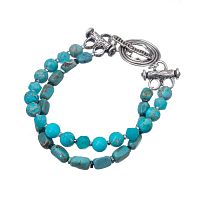 Браслет Lanzerotti, Atlantide, двойной, с бирюзой, яшмой и агатом, LZ-23.03-085 бирюзовый