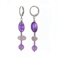 Серьги Lanzerotti, Monroe, аметист, розовый кварц, морганит, LZ-23.07-263 фиолетовый
