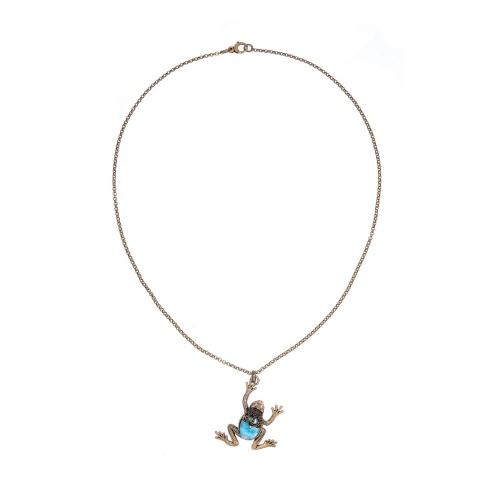 Колье Alcozer&J, лягушка, ларимар, жемчуг, Swarovski, AL2502-C128JF24 голубой фото 2