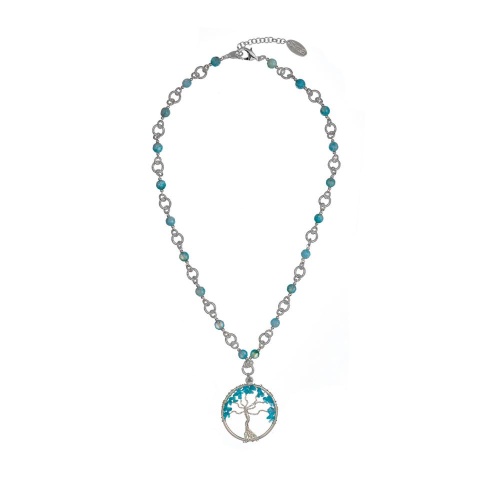Колье Lanzerotti, Marino, агат, аквамариновый кулон-дерево жизни, LZ-25.06-160 голубой
