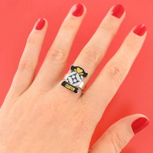 Кольцо TARATATA, Ruban, разъемное, цветная смола, золотая краска, TT-W25-10421-104 синий фото 3