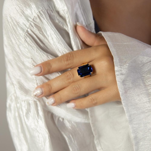 Кольцо Catherine Bijoux, Crystal diva, разъемное, с кристаллом, CB25.1-5281DG синий фото 2