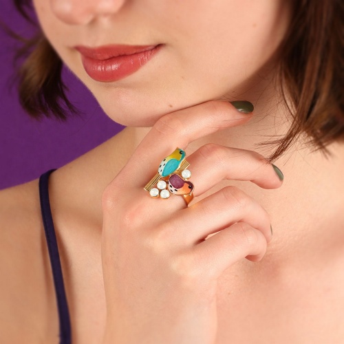 Кольцо TARATATA, Pia-pia, разъемное, с цветной смолой и стразами, TT-T24-05413-20M золотистый фото 4