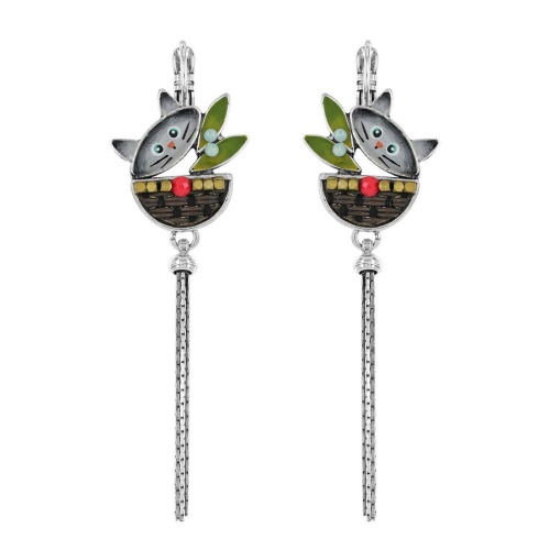 Серьги TARATATA, Gros malin, со стразами, бусинами и цветной смолой, TT-T23-09739-10M серебристый