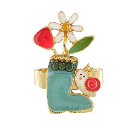 Кольцо TARATATA, Basilic, разъемное, с цветной смолой и бусинами, TT-T23-04408-20M золотистый фото 5