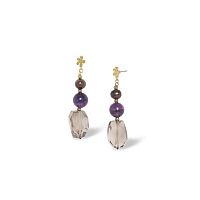 Серьги Nature Bijoux, Belle de nuit, с жемчугом, дымчатым кварцем и аметистом, NB26.2-12-90833 фиолетовый