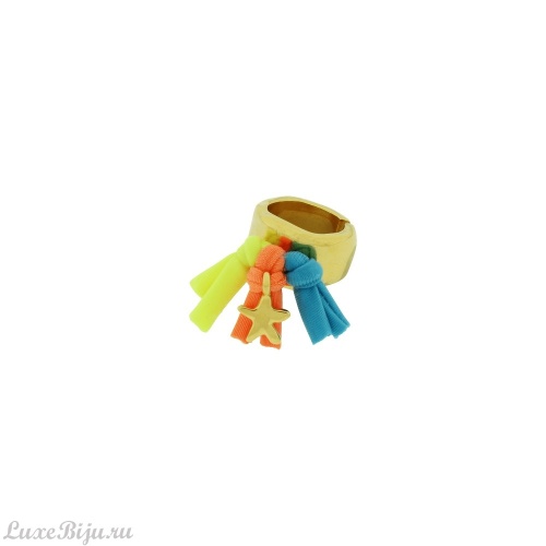 Кольцо Tra-la-ra, Colors, разъемное, с текстилем и звездой, TLR23-223O306 золотистый