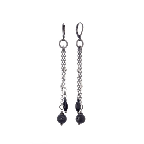 Серьги Lanzerotti, Pianoforte, с друзой агата и турмалином, LZ-26.01-010 черный