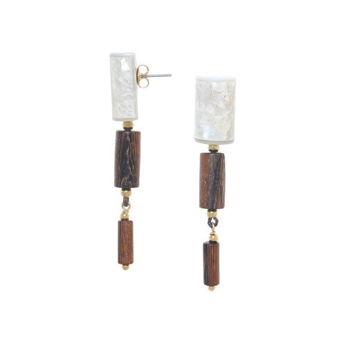 Серьги Nature Bijoux, Okawa, с перламутром и деревом роблес, NB26.1-12-90593 коричневый