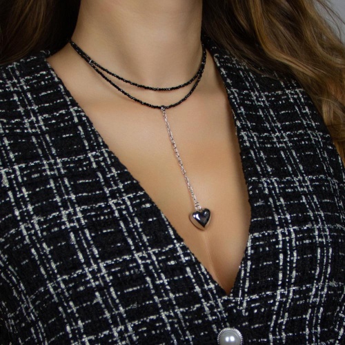 Колье Lanzerotti, Pianoforte, двойное, с кристаллами и сердцем, LZ-26.01-019 черный фото 3