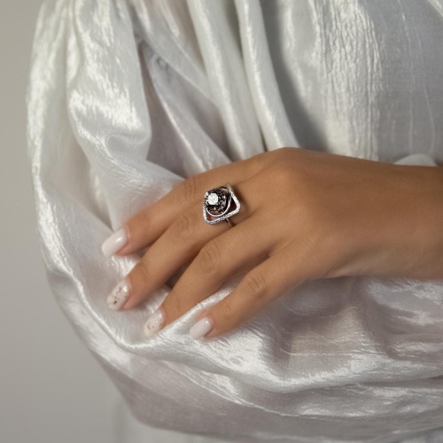 Кольцо Catherine Bijoux, Half moon, разъемное, с кристаллом, CB25.1-5352DS серебристый фото 3