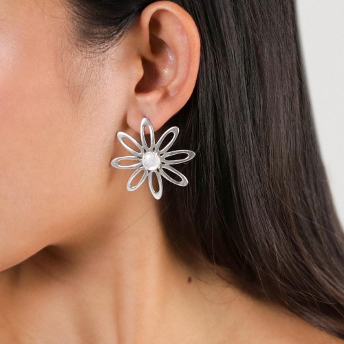 Серьги ORI TAO, Bloom, в форме цветка с перламутром, OT25.2-12-32206 серебристый фото 2