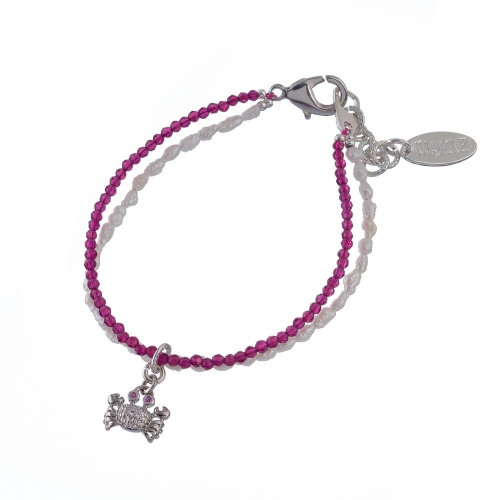 Браслет Lanzerotti, Monroe, двойной, жемчуг,кристаллы, подвеска-краб, LZ-23.07-257 розовый