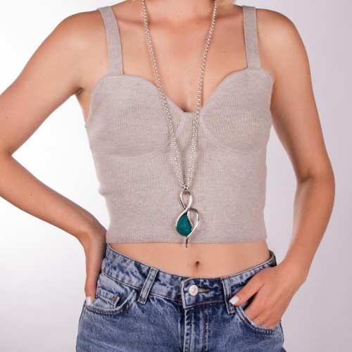 Колье Tra-la-ra, Infinity, с подвеской и вставкой из смолы, TLR23-231P203 бирюзовый фото 2